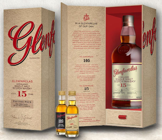 Glenfarclas 15YO 700ml + 105 & 25YO 50ml Scotch Whisky Gift Pack