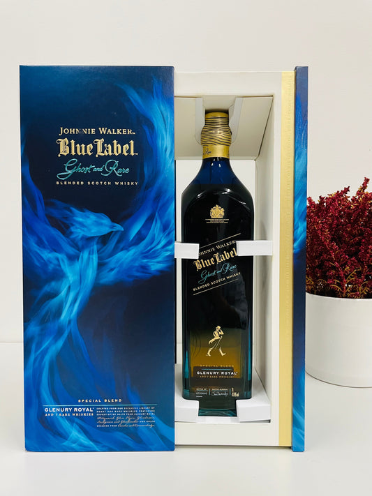 Johnnie Walker Blue Label Ghost and Rare Glenury Royal Scotch Whisky 1L