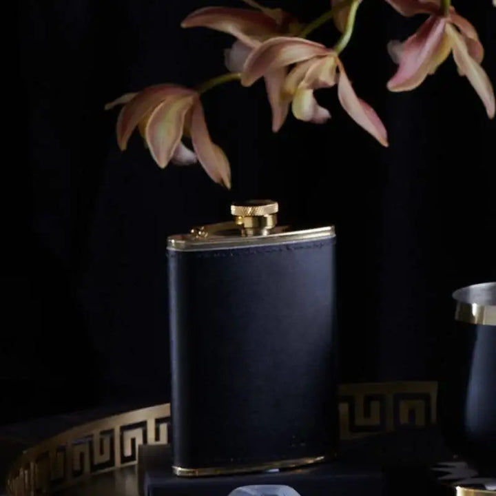Brass and Leather Hip Flask - Craft Republic Liquor