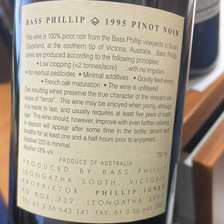 1995 Bass Phillip Estate Pinot Noir 750ml - Craft Republic Liquor