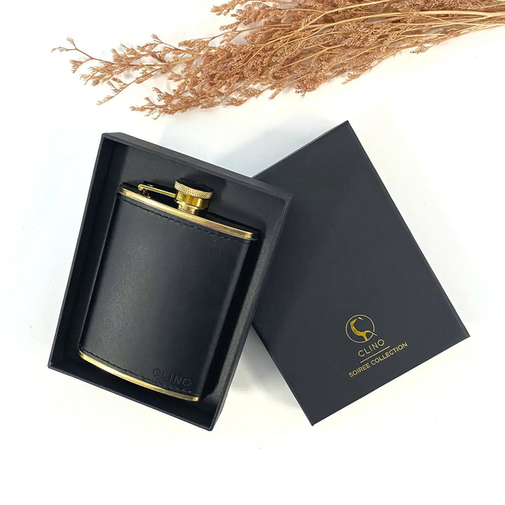 Brass and Leather Hip Flask - Craft Republic Liquor