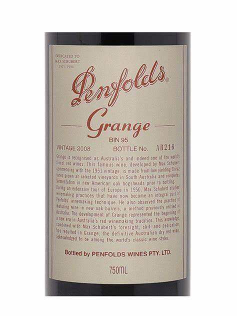2008 Penfolds Bin 95 Grange Shiraz 750ml - Craft Republic Liquor