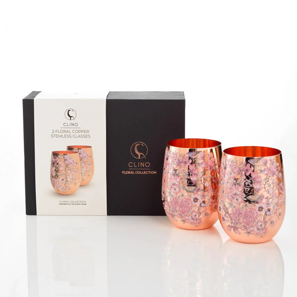 Floral Print Copper Glasses - Craft Republic Liquor