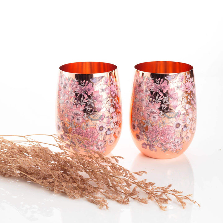 Floral Print Copper Glasses - Craft Republic Liquor